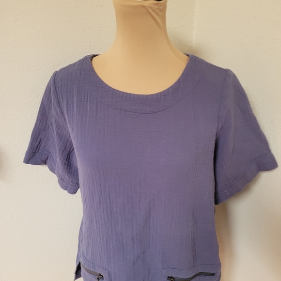 Soft Surroundings Navy Gauze Tunic with Pockets - Picture 4 of 6